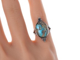 sz4  40&#39;s-50&#39;s Vintage Navajo Sterling and turquoise ring - £58.66 GBP