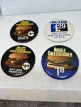Lot of 4 Vintage Double Cheeseburger McDonald&#39;s Badge Pinbacks Pins Filet Fish - £16.96 GBP