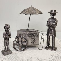 Michael Ricker Pewter Figurines Ice Cream Cart Shop Owner Boy Lot In Par... - £45.72 GBP