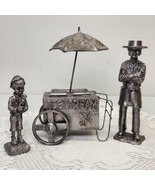 Michael Ricker Pewter Figurines Ice Cream Cart Shop Owner Boy Lot In Par... - £44.64 GBP
