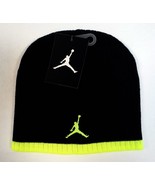 Nike Jordan Jumpman Black &amp; Volt Knit Beanie Skull Cap Youth Boy&#39;s 8-20 NWT - £16.01 GBP