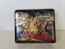 Vintage Hand Painted Wooden Box Japan 6 x 5 x 1.5 Inches Unusual - £35.03 GBP