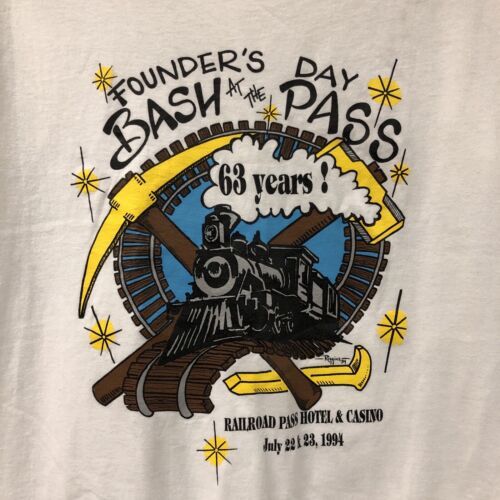 Primary image for Vintage 90’s RAILROAD PASS Boulder City Las Vegas t-shirt Train Graphic Size M