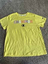 Champion Womens Shirt Size Large Yellow Short Sleeve Logo Crew Neck Logo - £9.74 GBP