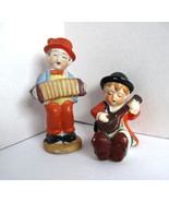 Vintage Set of Two Little Boy Figurines, Concertina Player, Banjo Player... - $15.00