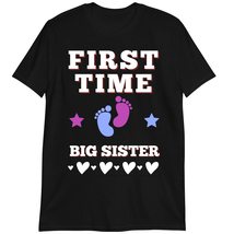 First Time Sister Shirt, Funny First Time New Big Sister T Shirt Dark Heather - £15.87 GBP+
