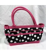 Von Maur Tool Bag for Women Polka Dots Pink Trim 10&quot; Canvas Gardening Cr... - £25.02 GBP