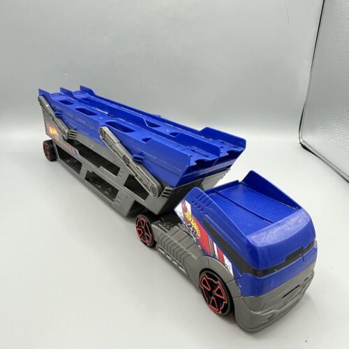 Primary image for Hot Wheels Mega Hauler Semi Truck Car Transporter Blue Removable Cab Mattel