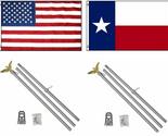 Flag Tradewinds New 3&#39;x5&#39; Texas &amp; American US 2 Pole Kits (Imported) - $38.88
