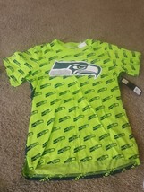 NWT Seattle Seahawks Boy Girl T Shirt Green Football Blue NFL Logo L Large 14-16 - £16.39 GBP