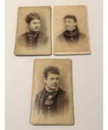 Antique Portraits Women Curls Dangle Earrings Black &amp; White 3 Cardboard ... - $287.08 MXN