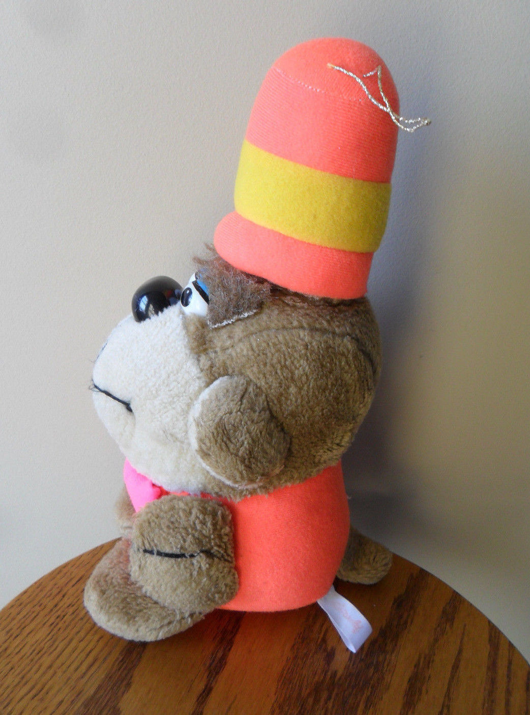 FUN WORLD Vintage Monkey Dog Orange Yellow Hat Plush Stuffed Animal Toy 12" Tall - $19.55