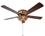 Tiffany Style Stained Glass Ceiling Fan Beautiful Spice Colors 52&quot; - Pul... - £167.46 GBP