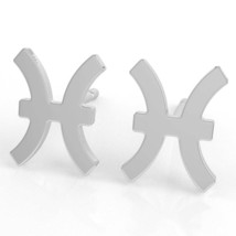 Pisces Zodiac Sign Earrings In Solid 10K White Gold - $159.00