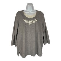 Cathy Daniels Women&#39;s 3/4 Sleeved Swoop Neck Rose Pattern Sweater Size X... - $18.50