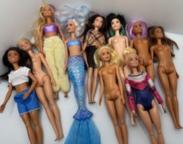 Lot Of 10 Mattel Barbies Fantasy Hair Dolls &amp; Mermaid Reveal Gymnast - £13.41 GBP