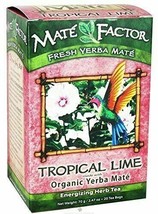 New The Mate Factor Organic Yerba Mate Tropical Lime Energizing Herb Tea 20 bags - $12.41