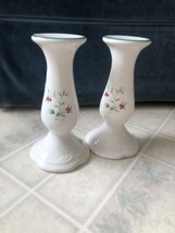 Vintage Pfaltzgraff Candlestick Pair Christmas Heritage  6.5&quot; Tall Hollyberry - £14.54 GBP