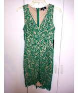 LULUS LADIES SLEEVELESS GREEN CROCHETED PENCIL DRESS BEIGE LINED-S-NWT-CUTE - £17.30 GBP