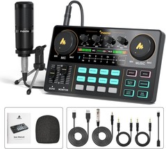 Maono Podcast Equipment Bundle Audio Mixer All-In-One Podcast, Au-Am200-S1 - £123.24 GBP