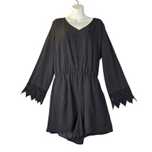 Decree Women XL Romper Shorts Black Pockets Flowy Casual Goth Witchy Whi... - $359.14 MXN