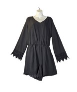 Decree Women XL Romper Shorts Black Pockets Flowy Casual Goth Witchy Whi... - $359.14 MXN