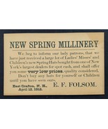 1912 antique FOLSOM MILLINERY AD east crafton nh New Spring Hats POSTCARD - £67.01 GBP