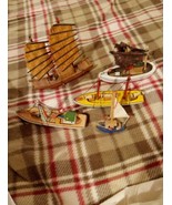 Vintage Hand Carved Wooden Boats Bundle or Lot of 5 Vintage Wooden Boats... - $46.74