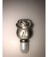 Vintage Pewter/Metal Rose Flower Perfume Bottle Stopper 2&quot; Tall - $24.44 CAD
