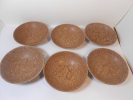 Boltalite Melamine 6&quot; Bowls Set of 6  Made in USA Brown Vintage Faux Burlwood - £8.28 GBP
