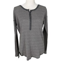 Gap Top Waffle Henley Bashful Pink Gray M Stripes Thermal LS New - $24.74