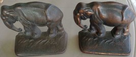Antique Cast Iron Elephant Figural Bookends - Vgc - Nice Detail - Great Set - £70.10 GBP