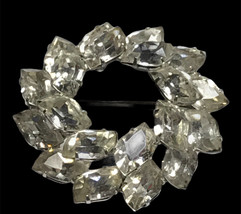 Vintage Faceted Prong Rhinestone Two Tire Brooch - £42.95 GBP