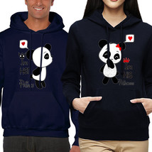 Nwt Panda PRINCESS/PRINCE Couple Matching Valentine&#39;s Day Gift Navy Blue Hoodie - £16.12 GBP