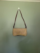 Vintage Etienne Aigner Cotton Straw Loook Handbag, Beige with Burgundy  Trim - £14.09 GBP