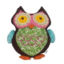 Embroidered Multicolored Owl Bird Plush Stuffed Animal 12.5&quot; - £31.84 GBP