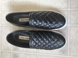 Steve Madden Womens Electric Black Flat Slip On sneakers 9 Medium (B,M) - £21.15 GBP