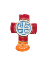 3 1/2&quot; Greek Orthodox ICXC NIKA Cross Ceramic Glossy Standing Handpainte... - $9.99