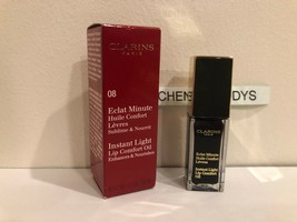 Clarins Instant Light Lip Comfort Oil #08 Blackberry, .1 OZ NIB - $13.85