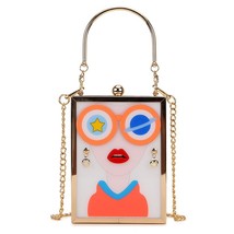 Sexy Woman Pattern Acrylic B Women Purses and Handbags Party Clutch Bag Shoulder - £45.96 GBP