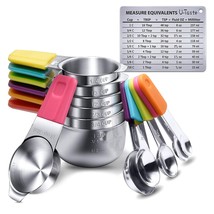 Measuring Cups, Magnetic Measuring Cups And Spoons Set Of 13 In 18/8 Stainless S - £60.89 GBP