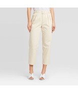 WHO WHAT WEAR Solid Birch Color Tapered Trouser Natural Waist Woman&#39;s Sz... - $22.05