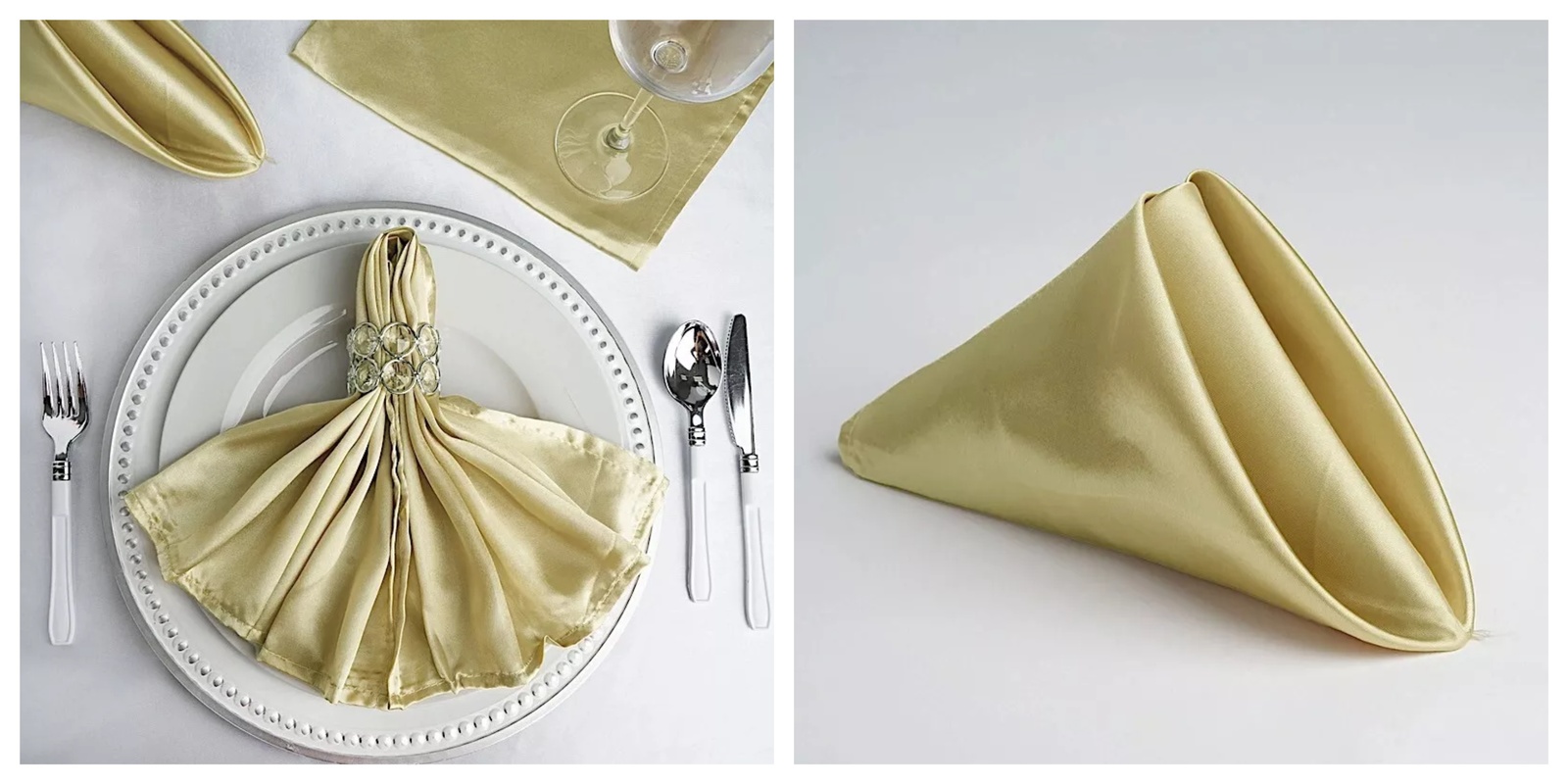 20x20&quot; 10 CHAMPAGNE Silky SATIN Wedding NAPKINS Party Table Linens Catering - $30.99
