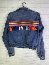 Buffalo David Bitton Crop Denim Jean Jacket Western Colorful Fringe Wome... - £24.38 GBP
