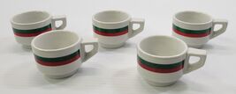 P) Set of 5 ACF Red White Green Demitasse Espresso Stackable Coffee Cups - $29.69