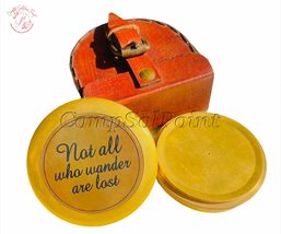 Poem Pocket Compass with Not All Those Engraved II (Antique Brass Color) - £35.96 GBP