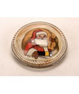 Clear Glass Dome Picture Frame Paperweight, Victorian Era, Santa Art, Be... - $24.45