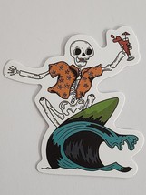 Surfing Skeleton with Shirt and Drink in Hand Sticker Decal Embellishmen... - $2.30