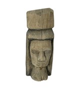 Carved Wood Face Woman Tiki Style Folk Art Handmade Jamaica 8&quot;x3&quot; Weathe... - $285.00