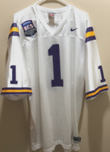 LSU Tigers #1 NCAA 2008 BCS Championship White New Orleans Patch Jersey 2XL - £36.45 GBP